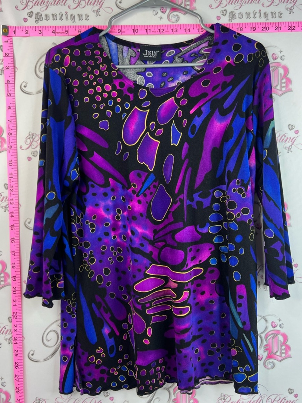 Justify shirt butterfly Women's Vibrant Purple & Blue Abstract Long Sleeve Top